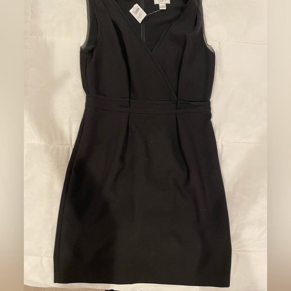 Black v neck dress Loft NWT